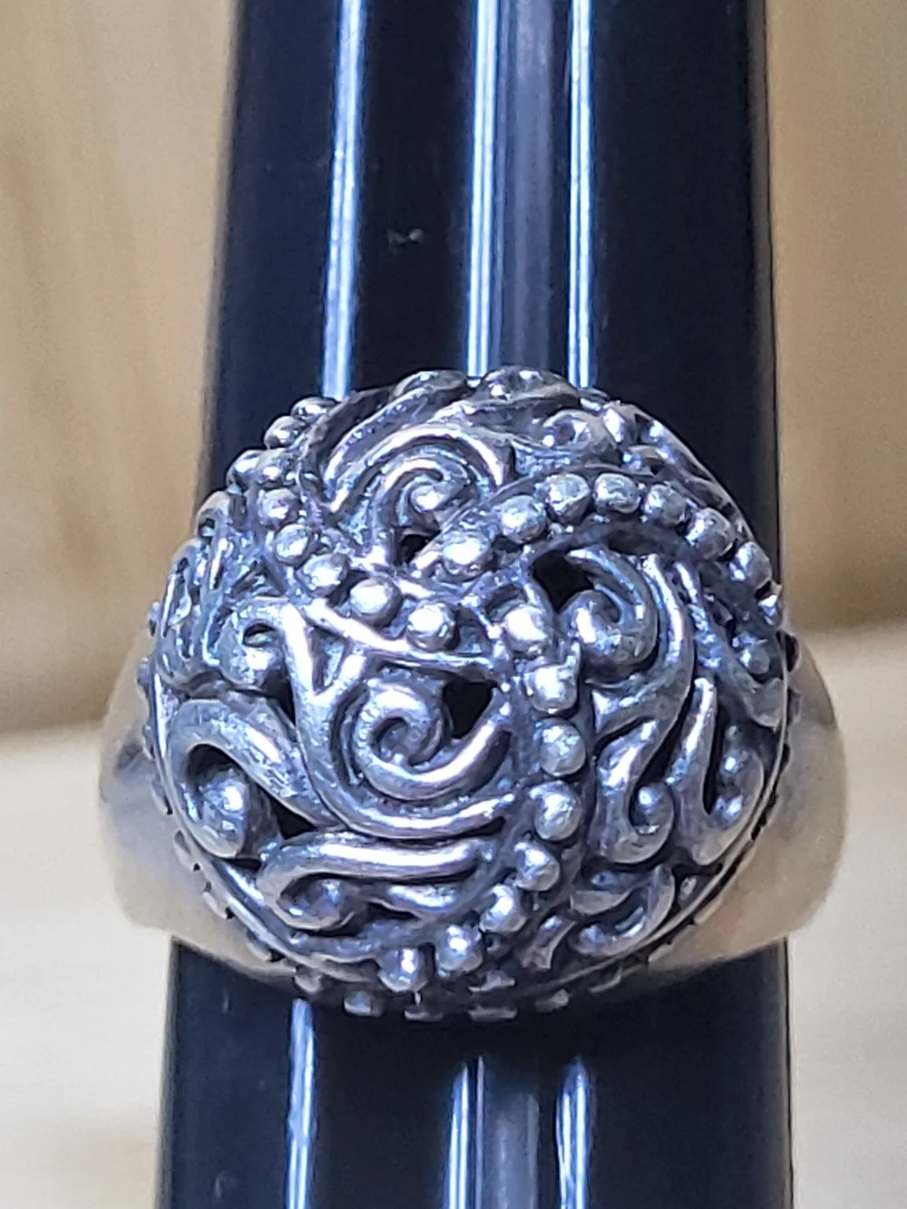 Vintage Estate- Intricate Filigree Dome Ring - 925 Sterling Silver Sz8